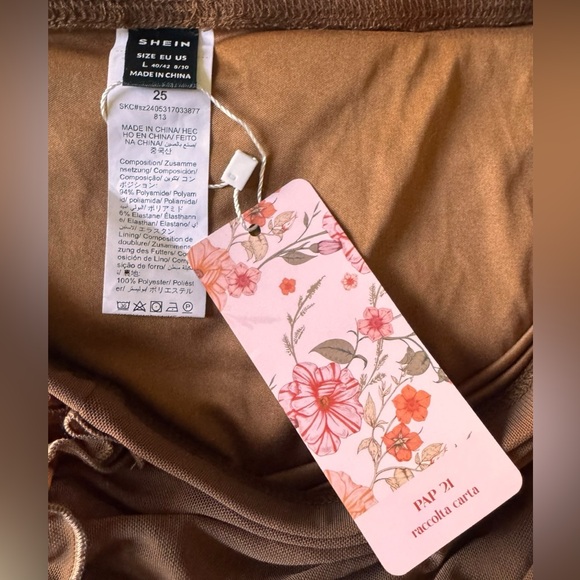 SHEIN Ruched Asymmetrical Skirt Brown Mesh Y2K Boho Western Large NWT - Picture 13 of 15